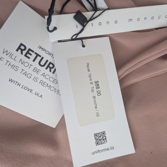 Susana Monaco Vista High Neck Halter Tank Top XS Brioche Nude Pink NWT - Picture 8 of 10